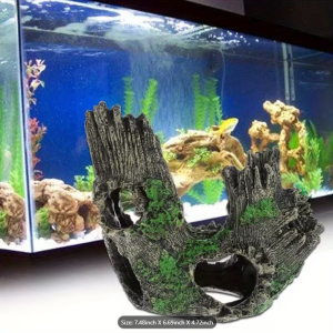 Aquarium Tree Stump Cave Decor – Fish Hideout Shelter Betta Shrimp Tank Ornament