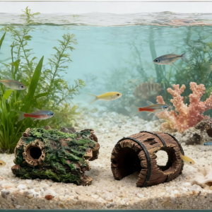 Aquarium 3 PCS Driftwood Log Tunnel Hideout Shrimp Betta nano tank